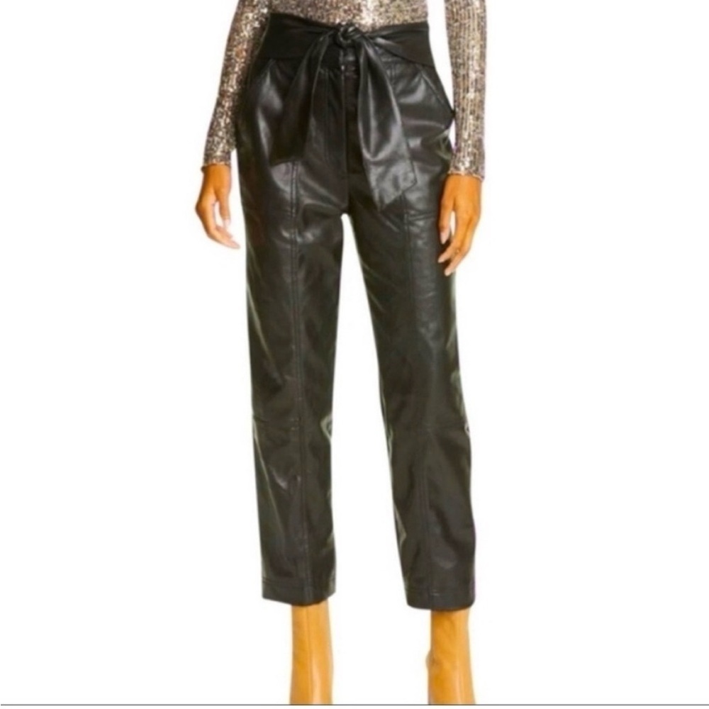 Joie Faux Leather Vegan Wide Leg Cropped High
Waisted Pants